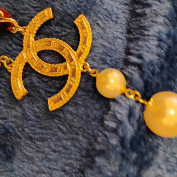 Chanel Paris Edinburgh CC Pendant Necklace Red Tartan Woven Chain w/ Dust Cover - Picture 4 of 11